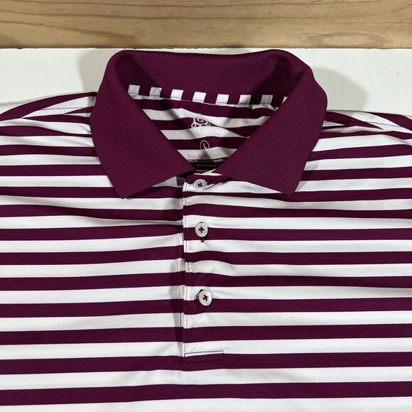 Turtleson Red/White Striped Performance Polo Golf Shirt Men's Size Large - Picture 5 of 7